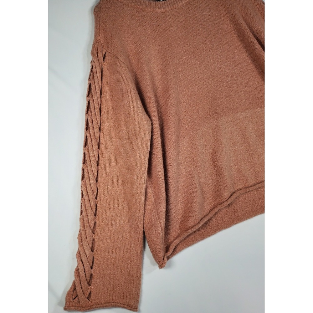 Daytrip Pullover Sponge Yarn Sweater Blush Pink Braided Sleeve XL 1117JS557 - Picture 7 of 8